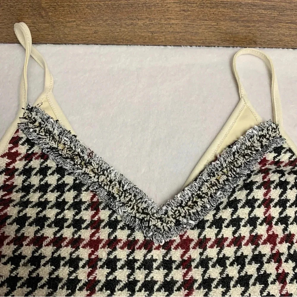 Zara Basic Houndstooth Tank Top Size Small Solid … - image 8